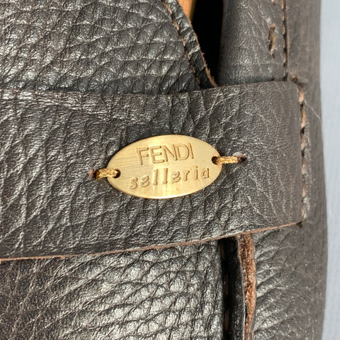 FENDI Size 8.5 Brown Pebble Grain Leather Drivers Loafers