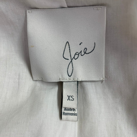 JOIE Size XS Cream Black Fleece Contrast Trim Zip Up Coat
