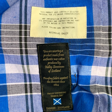 NICHOLAS DALEY Taille M Chemise Veste Coton Carreaux Bleu Marron Liens Côtés