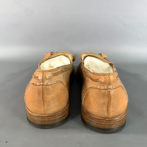 PAUL SMITH Size 10.5 Tan Antique Leather Tassels Loafers