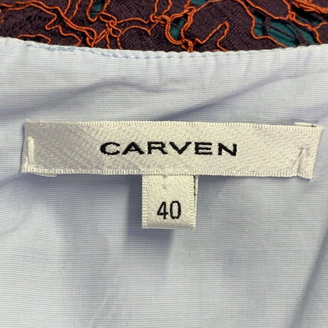 CARVEN Size M Orange Purple Guipure Lace Sleeveless Knee Length Cocktail Dress