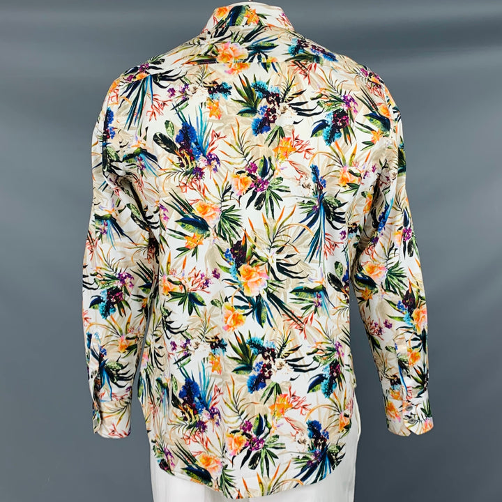ROBERT GRAHAM Taille L Chemise à manches longues boutonnée en coton imprimé multicolore blanc