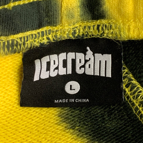 ICECREAM Size L Yellow Black Tie Dye Cotton Hoodie Tracksuit