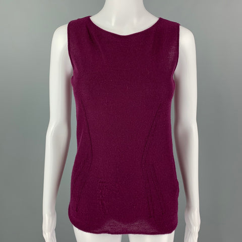 LANVIN Taille M Ensemble Cardigan Manches 3/4 Cachemire Violet