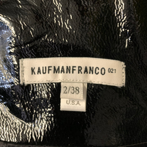 KAUFMAN FRANCO Size 2 Black Leather A Line Knee Length Skirt