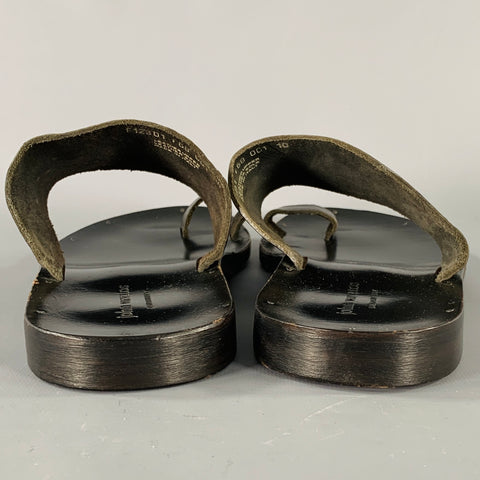 JOHN VARVATOS Size 10 Black Leather Sandals