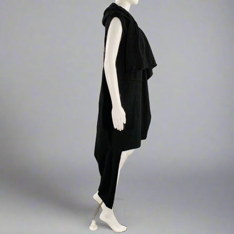 DRKSHDW Size S Black Cotton Draped Sleeveless Dress