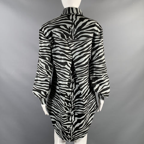 PRABAL GURUNG Size S Black Silver Animal Print Long Shirt