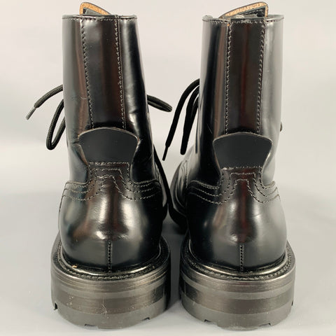 ALEXANDER MCQUEEN Size 9 Black Leather Lace-Up Combat Boots