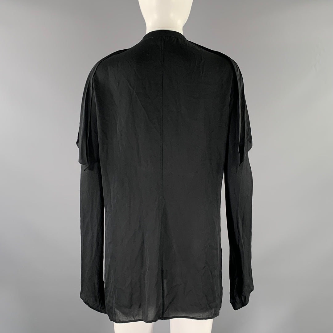 JIL SANDER Size 0 Black Silk Ruffled Blouse