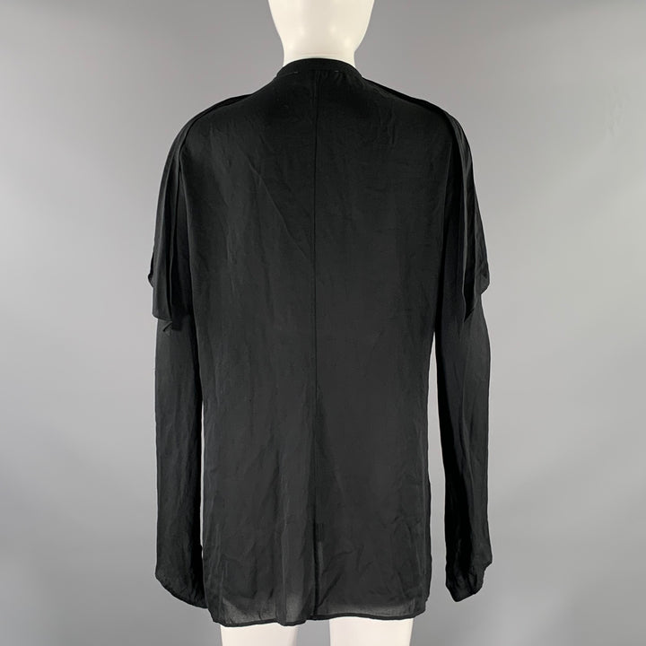 JIL SANDER Size 0 Black Silk Ruffled Blouse
