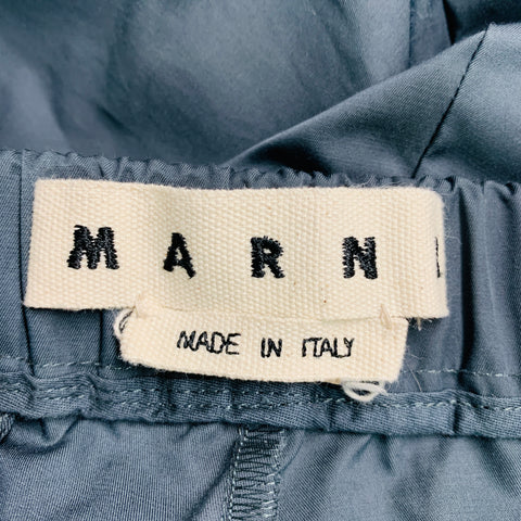 MARNI Size 34 Grey Blue Vertical Stripe Cotton Blend Elastic Waistband Shorts