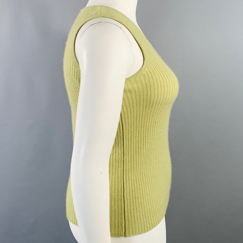 TSE Size L Green Cashmere Rib Knit Sleeveless Casual Top