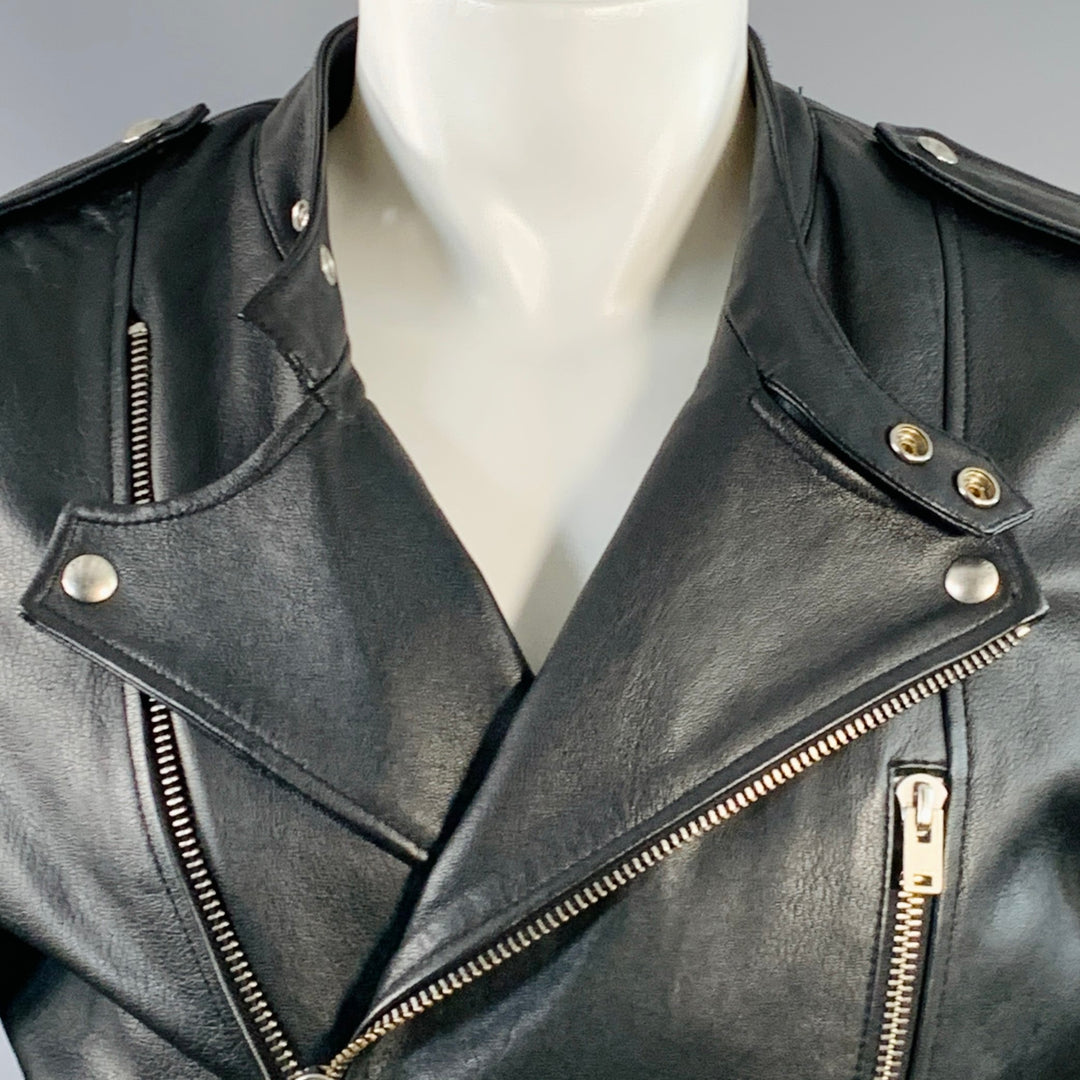 IRO Size M Hydo Black Leather Moto Racer Zip Up Jacket