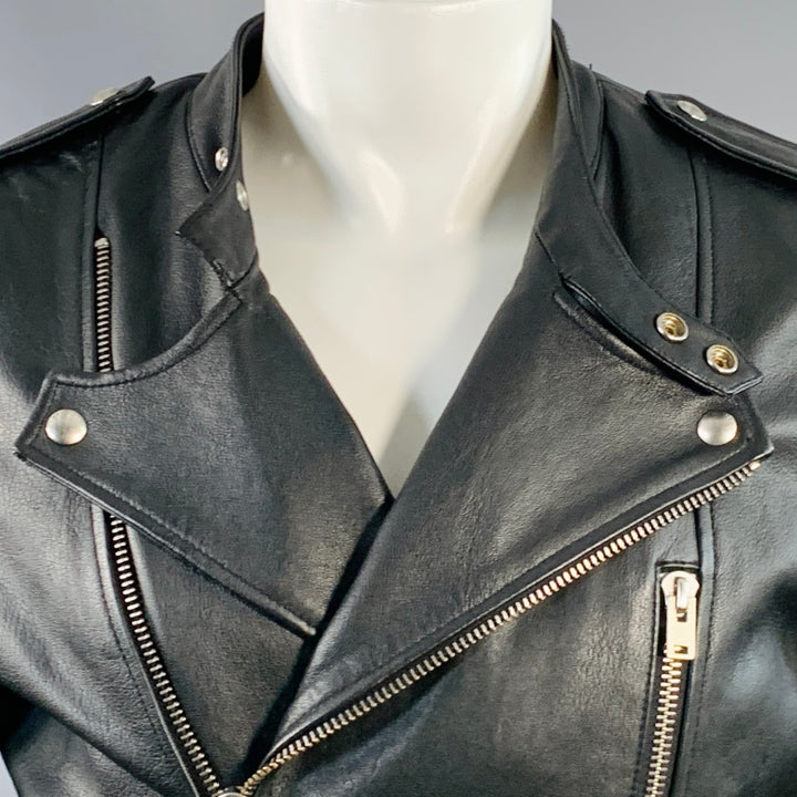 IRO Size M Hydo Black Leather Moto Racer Zip Up Jacket