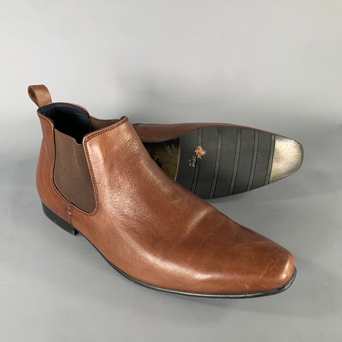 DROVER Size 12 Brown Leather Square Toe Boots