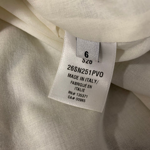 OSCAR DE LA RENTA SS2026 Size 6 Cream Green Cotton Floral V Neck Long Dress