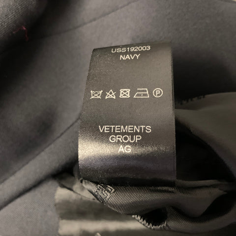 VETEMENTS S/S2019 Chest Size L Black Wool Blend Oversized Sport Coat