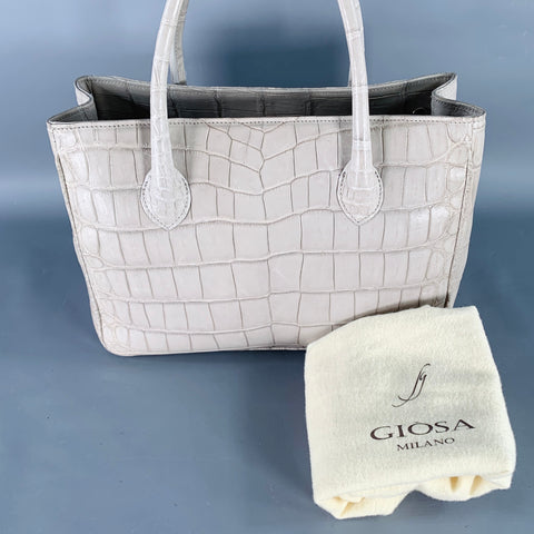 GIOSA Grey Crocodile Leather Tote Handbag