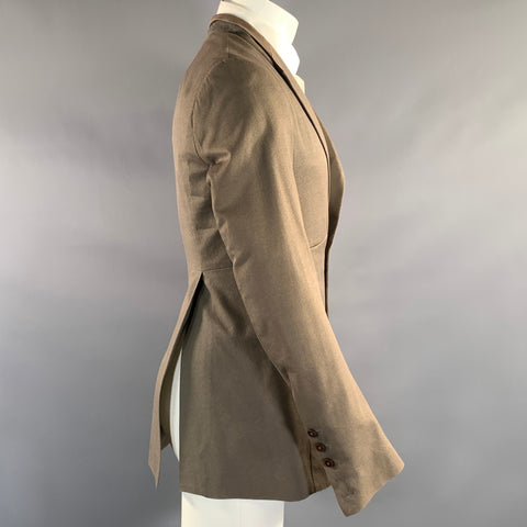 RICK OWENS SS2012 Chest Size 40 Khaki Cotton & Silk Notch Lapel Sport Coat