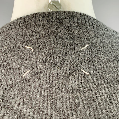 MAISON MARGIELA Size M Grey Brown Wool Suede Elbow Patches Sweater