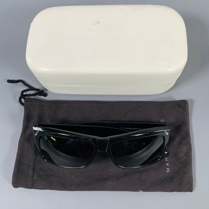 MARC JACOBS Black Silver Signature Print Acetate Sunglasses