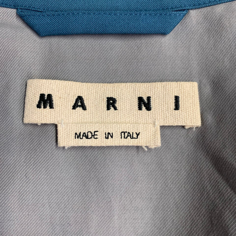 MARNI Size 40 Blue Grey Stripe Wool Zip Up Tracksuit