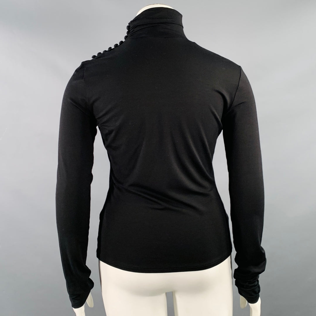 MAX MARA Size L Black Viscose Blend Mock Neck Pullover