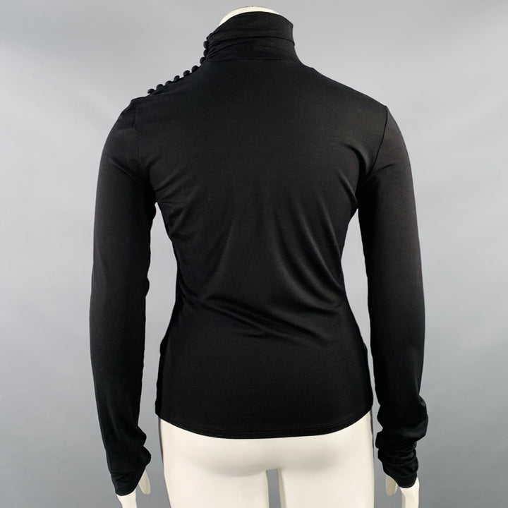 MAX MARA Size L Black Viscose Blend Mock Neck Pullover