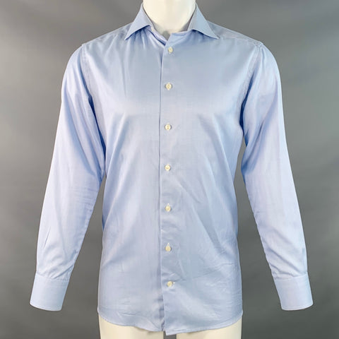 Chemise à manches longues cintrée en coton à chevrons bleu ETON Taille S