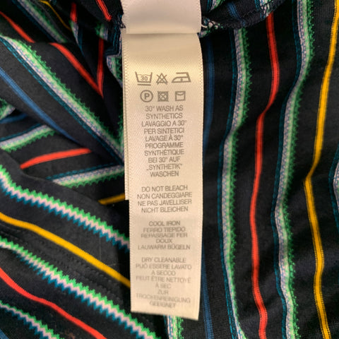 PAUL SMITH Size L Black Multi Color Stripe Cotton Contrast Trim Polo