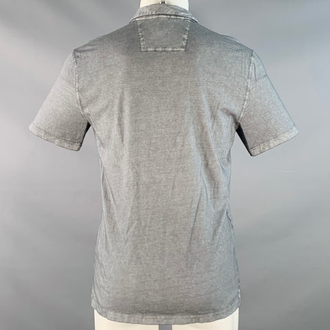 JOHN VARVATOS Size M Grey Marbled Cotton Short Sleeve Polo