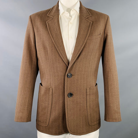 WALES BONNER AW19 Mumbo Jumbo Size 42 Walnut Check Brown Black Stripe Polyester Blend Sport Coat