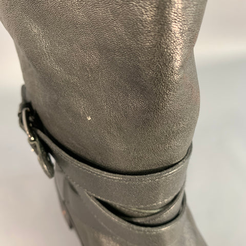 STUART WEITZMAN Size 7.5 Black Leather Wrap Around Pull On Boots