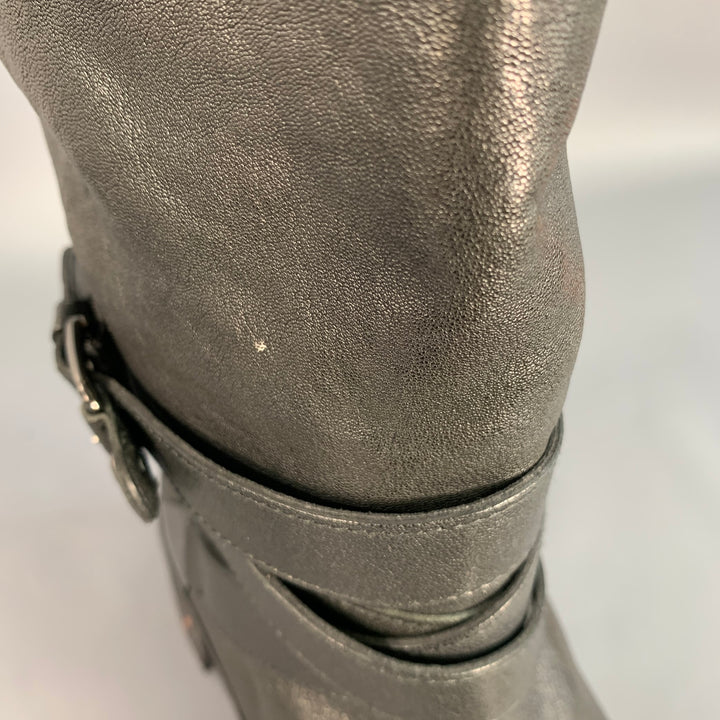 STUART WEITZMAN Size 7.5 Black Leather Wrap Around Pull On Boots