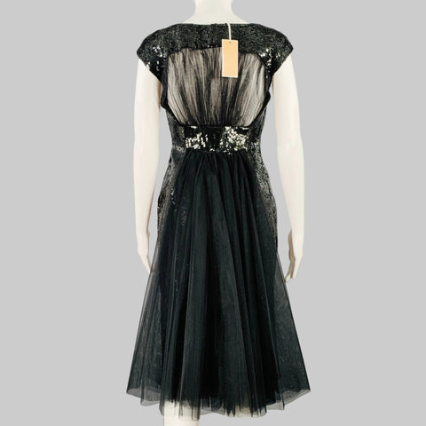 MICHAEL KORS COLLECTION Size 2 Black Wool Silk Sequined Shift Dress