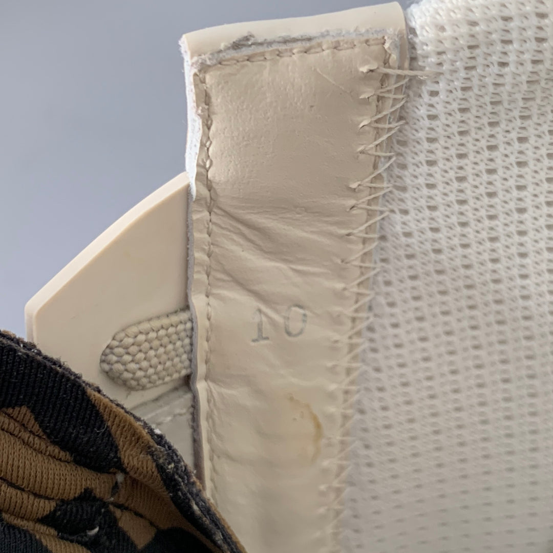 FENDI Size 11 White Off-White Leather Lace Up Zipper Flow Sneakers