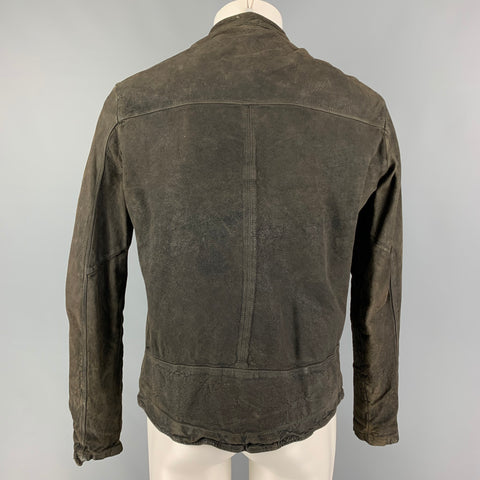 GIORGIO BRATO Size 40 Charcoal Distressed Zip Up Jacket
