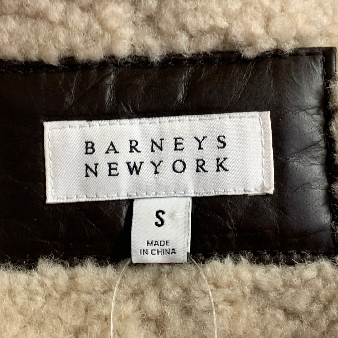 BARNEY'S NEW YORK Size S Brown Beige Leather Bomber Jacket