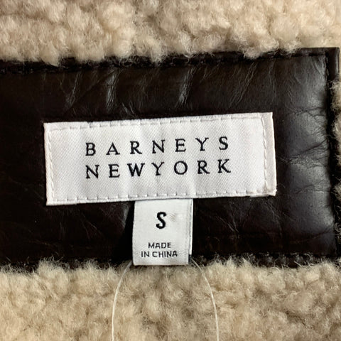 BARNEY'S NEW YORK Size S Brown Beige Leather Bomber Jacket