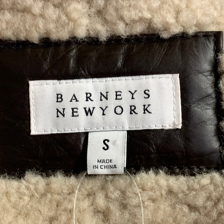 BARNEY'S NEW YORK Size S Brown Beige Leather Bomber Jacket