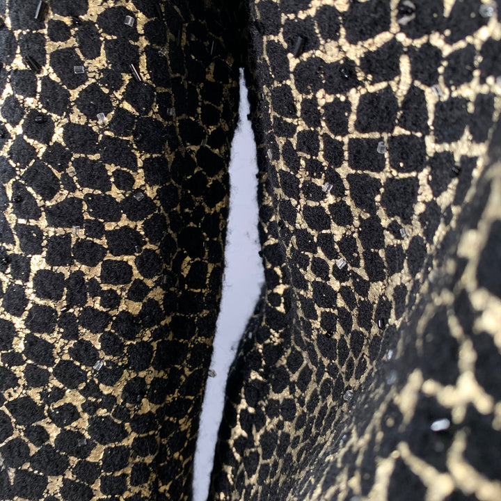 DIANE VON FURSTENBERG Size S Joele Black Gold Wool Cropped Jacket Blazer