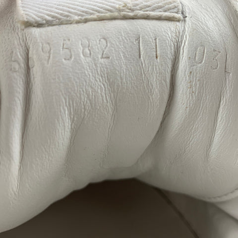 GUCCI Size 11.5 White Monogram Leather Lace Up Sneakers