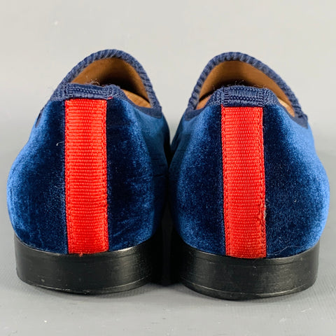 DEL TORO Size 11.5 Blue Red Velvet Slip On Loafers