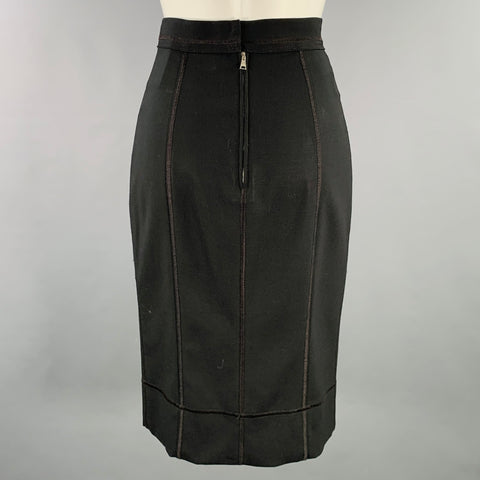 DOLCE & GABBANA Size 4 Black Virgin Wool Blend Reverse Seams Skirt