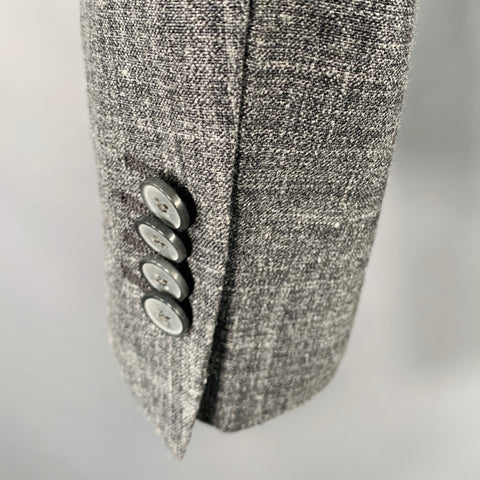 JOSEPH ABBOUD Size 40 Grey White Woven Wool Linen Sport Coat