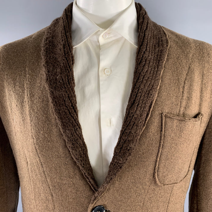 BARENA Size 44 Brown Wool Blend Shawl Collar Sport Coat