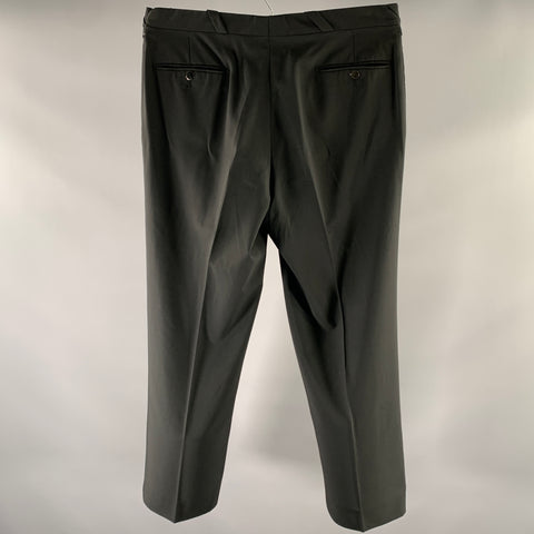 THIERRY MUGLER Size 34 Black Wool Baggy Dress Pants
