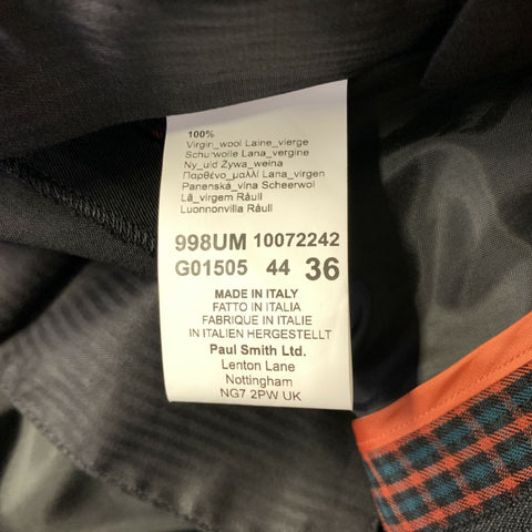 PAUL SMITH Chest Size 38 Black Red & Blue Plaid Wool Notch Lapel 32 31 Suit