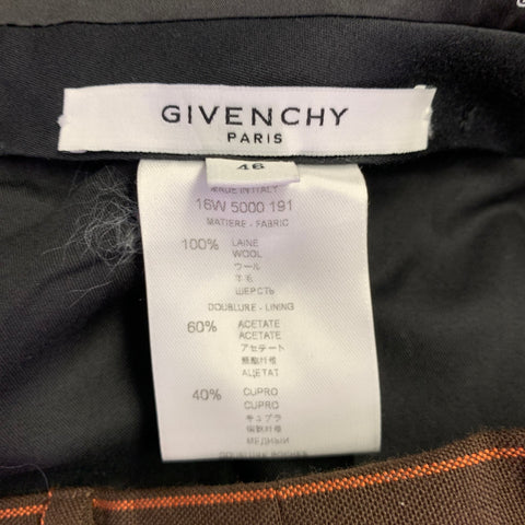 GIVENCHY FW16 Size 30 Brown Orange Stripe Wool Zip Casual Pants